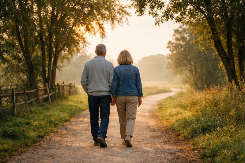 Couple Walking down a path